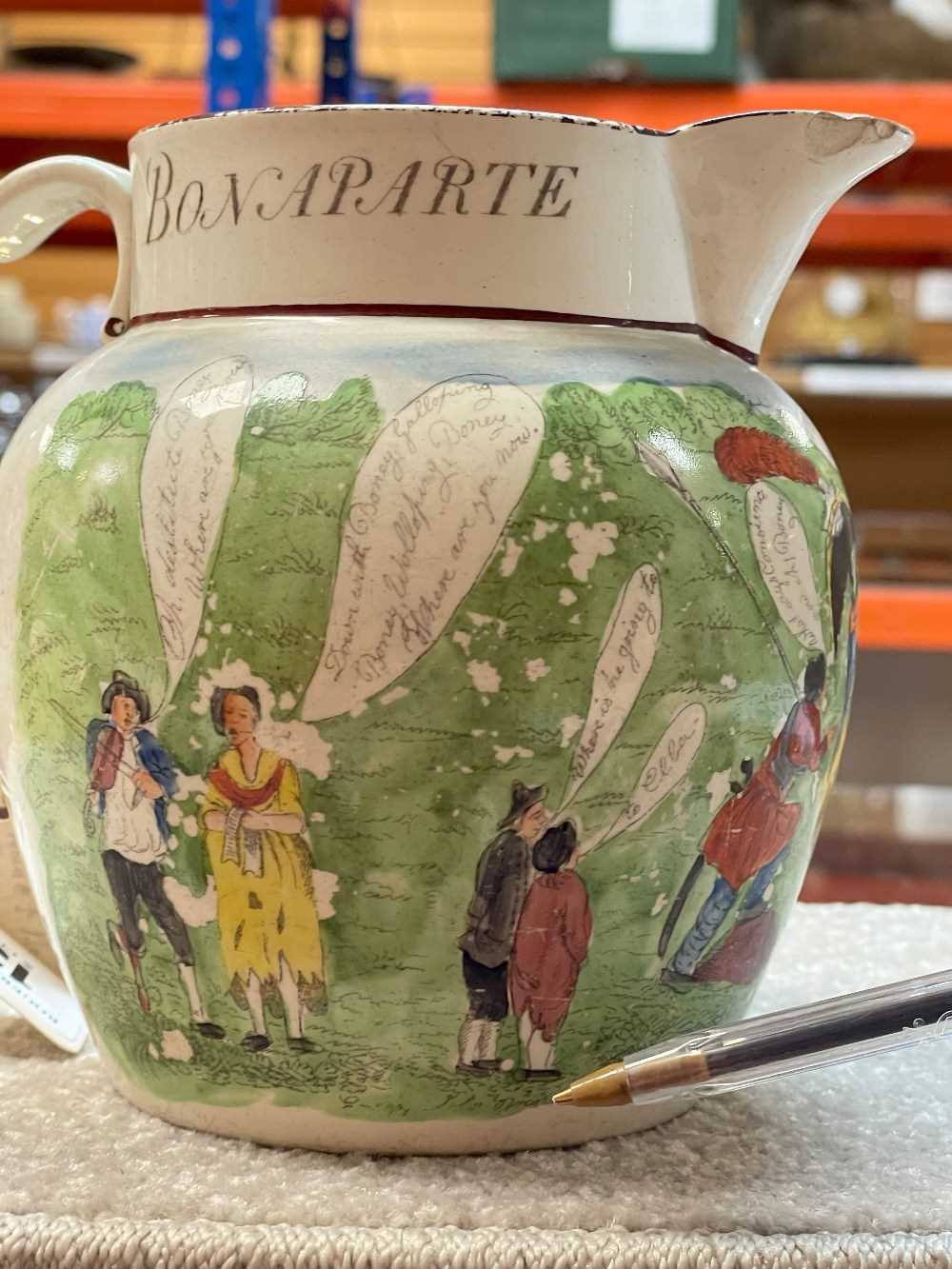SWANSEA CAMBRIAN POTTERY NAPOLEON JUG circa 1815, printed and coloured with caricatures with - Image 6 of 8
