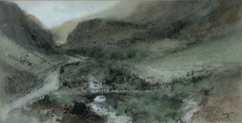 ‡ WILLIAM SELWYN (Welsh b. 1933) mixed media - entitled verso, 'Llanberis Pass' on Albany Gallery