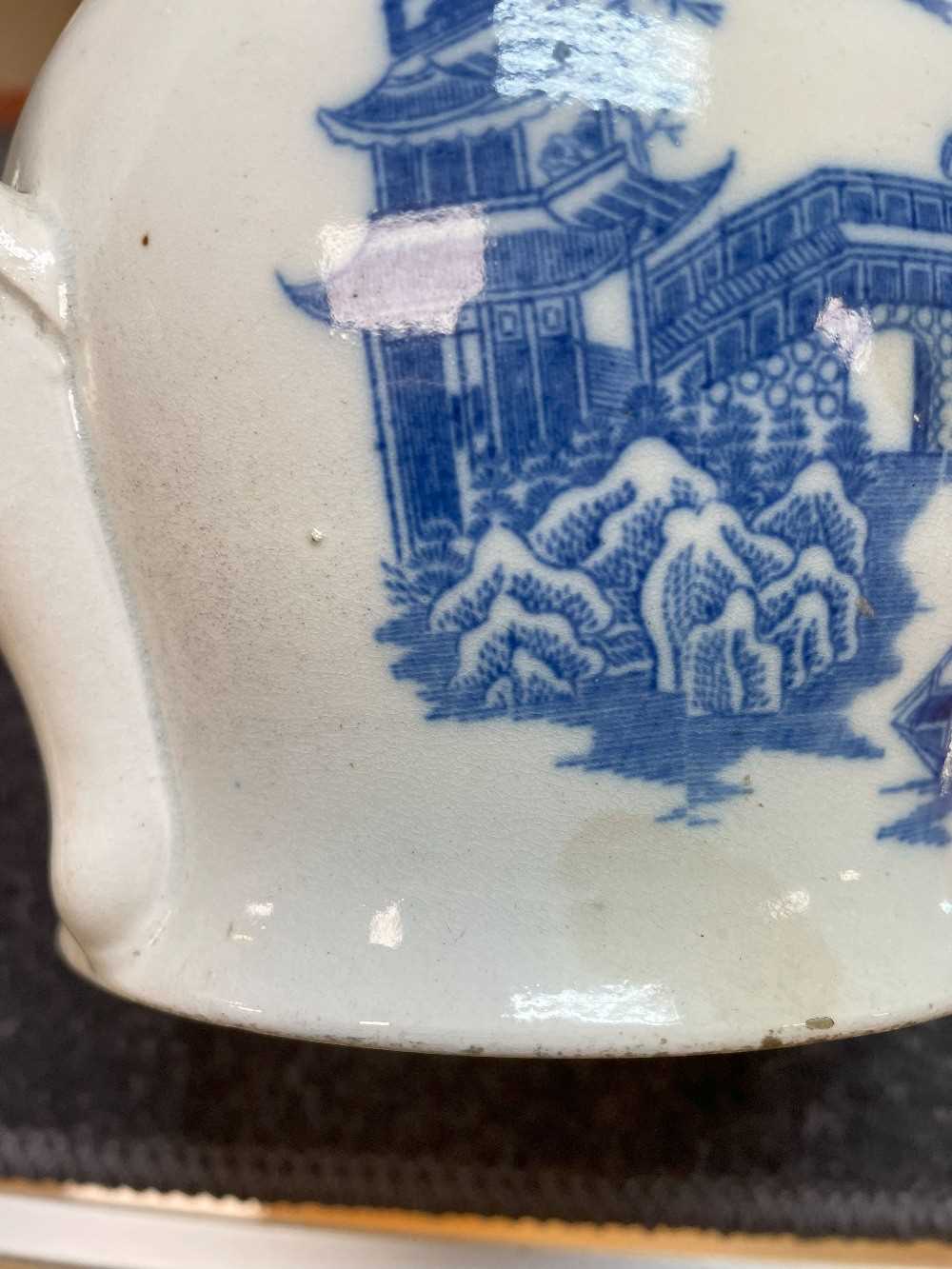 SWANSEA CAMBRIAN PEARLWARE PUZZLE JUG circa 1810, printed in blue with the 'Longbridge' pattern, - Image 14 of 20