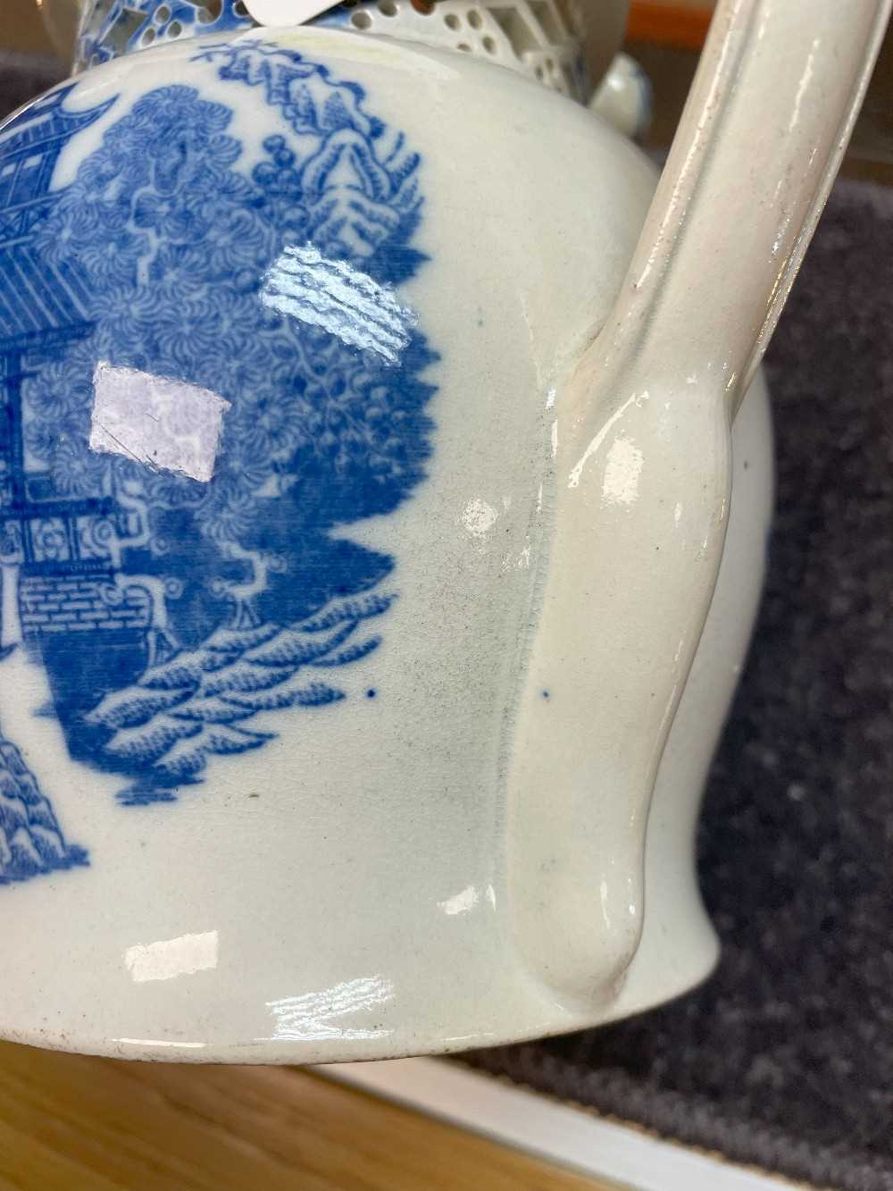 SWANSEA CAMBRIAN PEARLWARE PUZZLE JUG circa 1810, printed in blue with the 'Longbridge' pattern, - Image 15 of 20