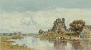 SIR ERNEST ALBERT WATERLOW RA (1850-1919) watercolour - entitled verso, 'Ogmore Castle, South
