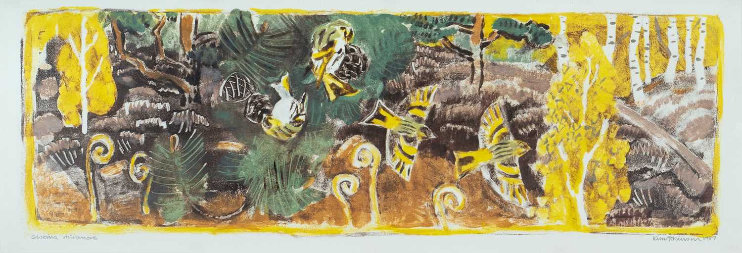 ‡ KIM ATKINSON (Welsh b.1962) colour lithograph - titled 'Siskins, Minsmere', signed, dated 1987, 30