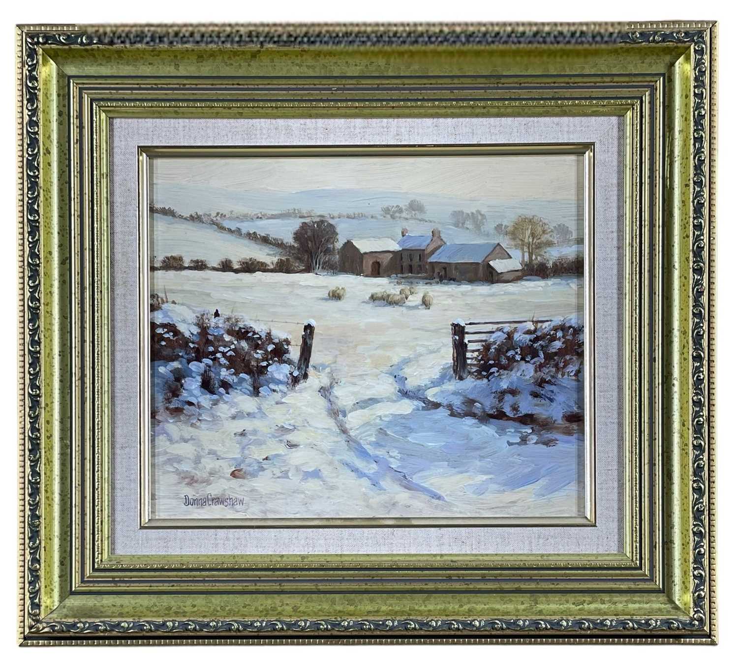 ‡ DONNA CRAWSHAW (b.1960) oil on board - entitled verso, 'Snow, Snow, Snow' on The Gallery at Trap - Image 2 of 3