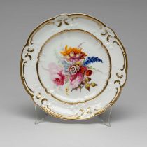 SWANSEA DESSERT PLATE circa 1815-1817, painted by David Evans, the centre with spray of summer