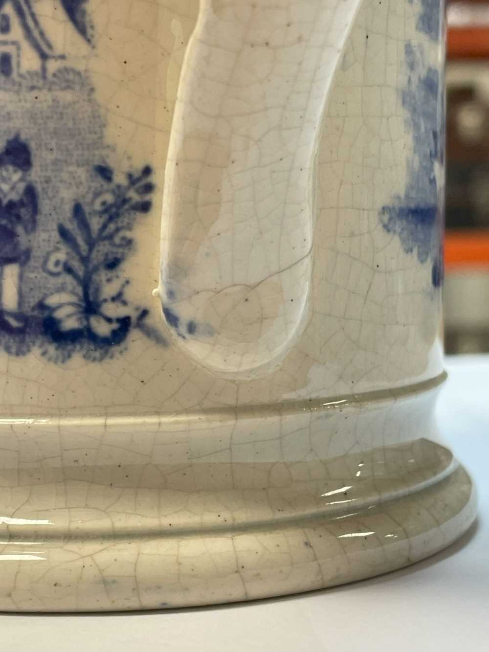 SWANSEA 'NAMED' BLUE & WHITE TANKARD printed in black with cartouche 'John Price Llanwrtyd' reserved - Image 4 of 14