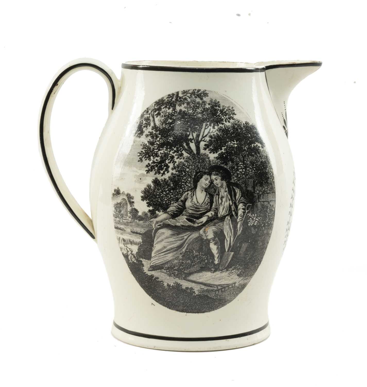 LIVERPOOL CREAMWARE 'NAMED' JUG OF CARDIGANSHIRE INTEREST c.1810, probably Herculaneum, printed in - Image 4 of 4