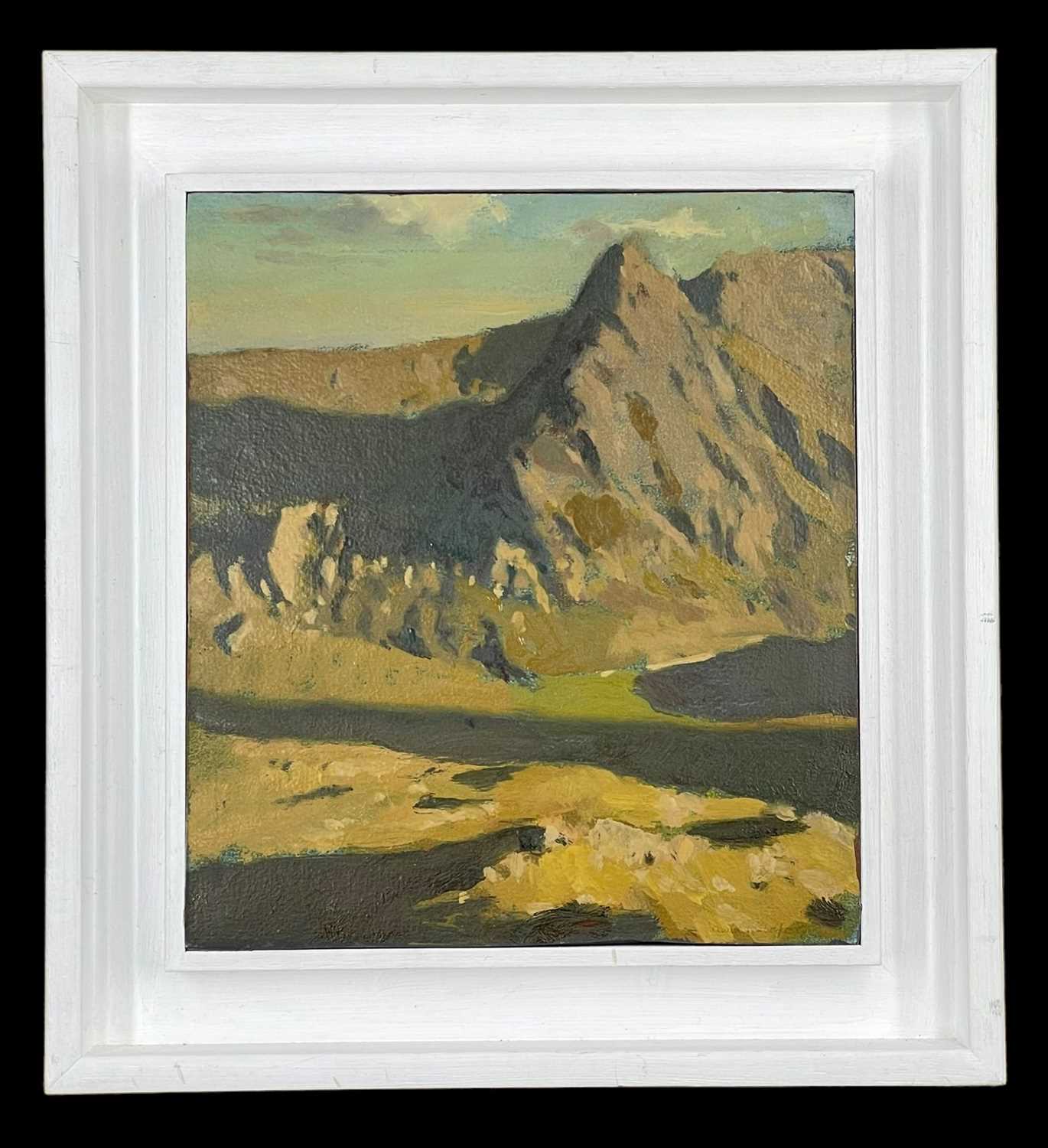 ‡ DAVID WOODFORD (b.1938) oil on board - entitled verso, 'Tryfan' , signed, 22.5 x 20cms Provenance: - Image 2 of 2