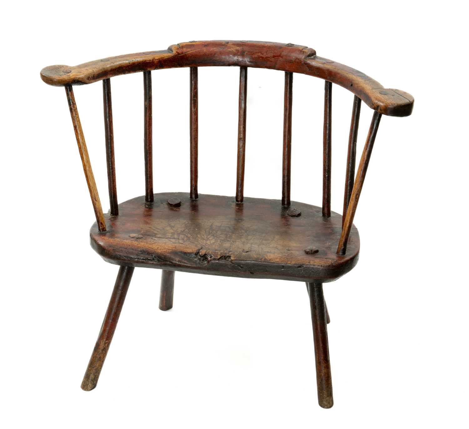 WELSH ELM & ASH YOKE BACK ARMCHAIR late 18th Century, Pembrokeshire or Cardiganshire, the bowed back - Image 2 of 49