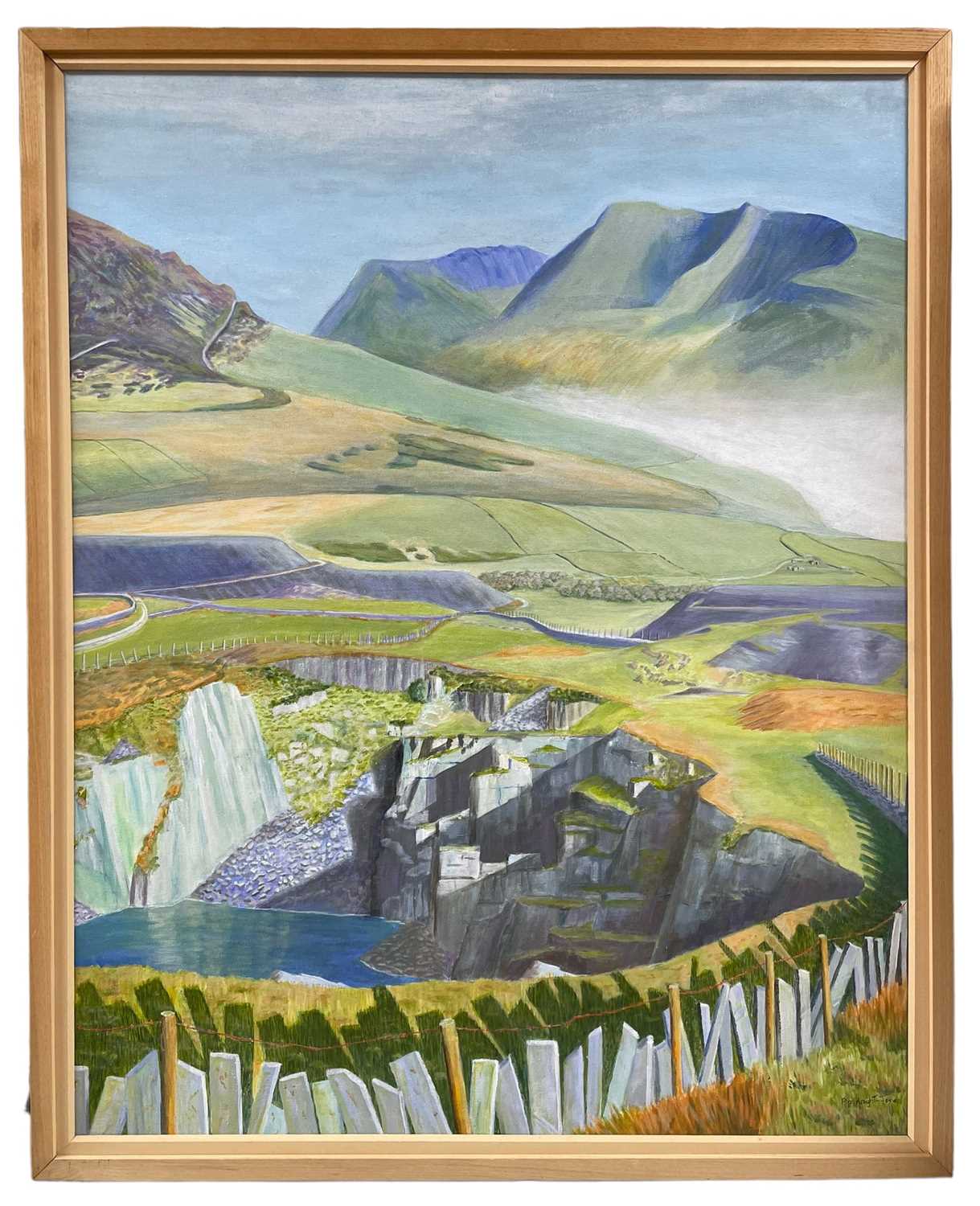 ‡ PIP KNIGHT-JONES (1933-2009) acrylic on canvas - entitled verso, 'Fron, Towards Snowdonia', - Image 2 of 2