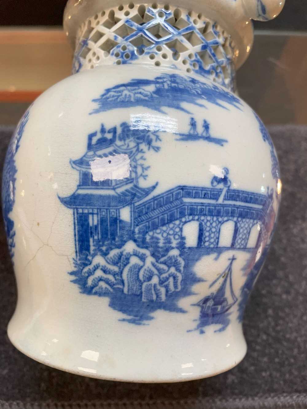 SWANSEA CAMBRIAN PEARLWARE PUZZLE JUG circa 1810, printed in blue with the 'Longbridge' pattern, - Image 10 of 20