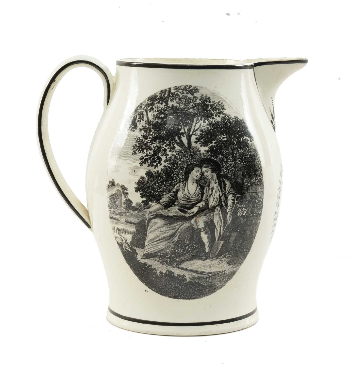 LIVERPOOL CREAMWARE 'NAMED' JUG OF CARDIGANSHIRE INTEREST c.1810, probably Herculaneum, printed in - Image 2 of 4