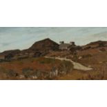 ‡ TOM GERRARD (Welsh 1923-1976) oil on board - entitled verso, 'Bryniau Bodafon, Anglesey',