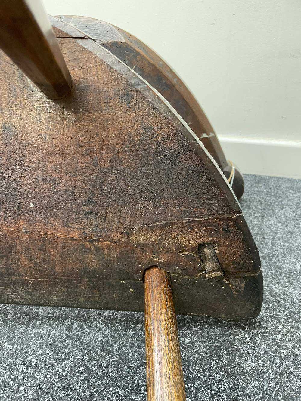 WELSH OAK, ELM & ASH YOKE-BACK CHAIR 18th Century, probably Cardiganshire, thick shaped rail above - Image 21 of 24