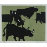 ‡ SIR KYFFIN WILLIAMS RA limited edition (95/150) linocut - Welsh Black Cattle, signed and number in