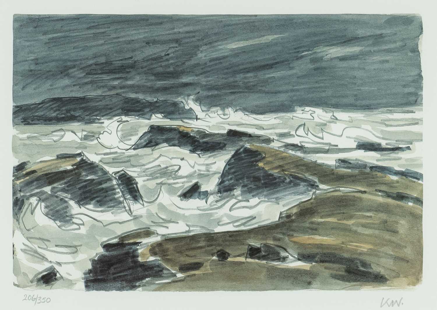 ‡ SIR KYFFIN WILLIAMS RA limited edition (206/350) lithograph - 'Sea at Trearddur', signed with
