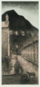 ‡ GEORGE CHAPMAN (English / Rhondda School 1908-1993) artist's proof etching - street with figures