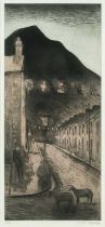 ‡ GEORGE CHAPMAN (English / Rhondda School 1908-1993) artist's proof etching - street with figures