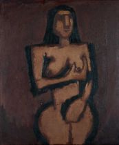 ‡ JOSEF HERMAN (1911-2000) oil on board - entitled verso, 'The Mexican Girl', signed and dated verso
