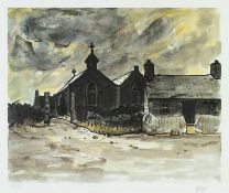 ‡ SIR KYFFIN WILLIAMS RA limited edition (artists proof) lithograph - cottages and chapel at