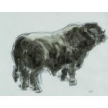 ‡ SIR KYFFIN WILLIAMS RA pencil and watercolour - entitled verso, 'Welsh Black Bull' on Thackeray