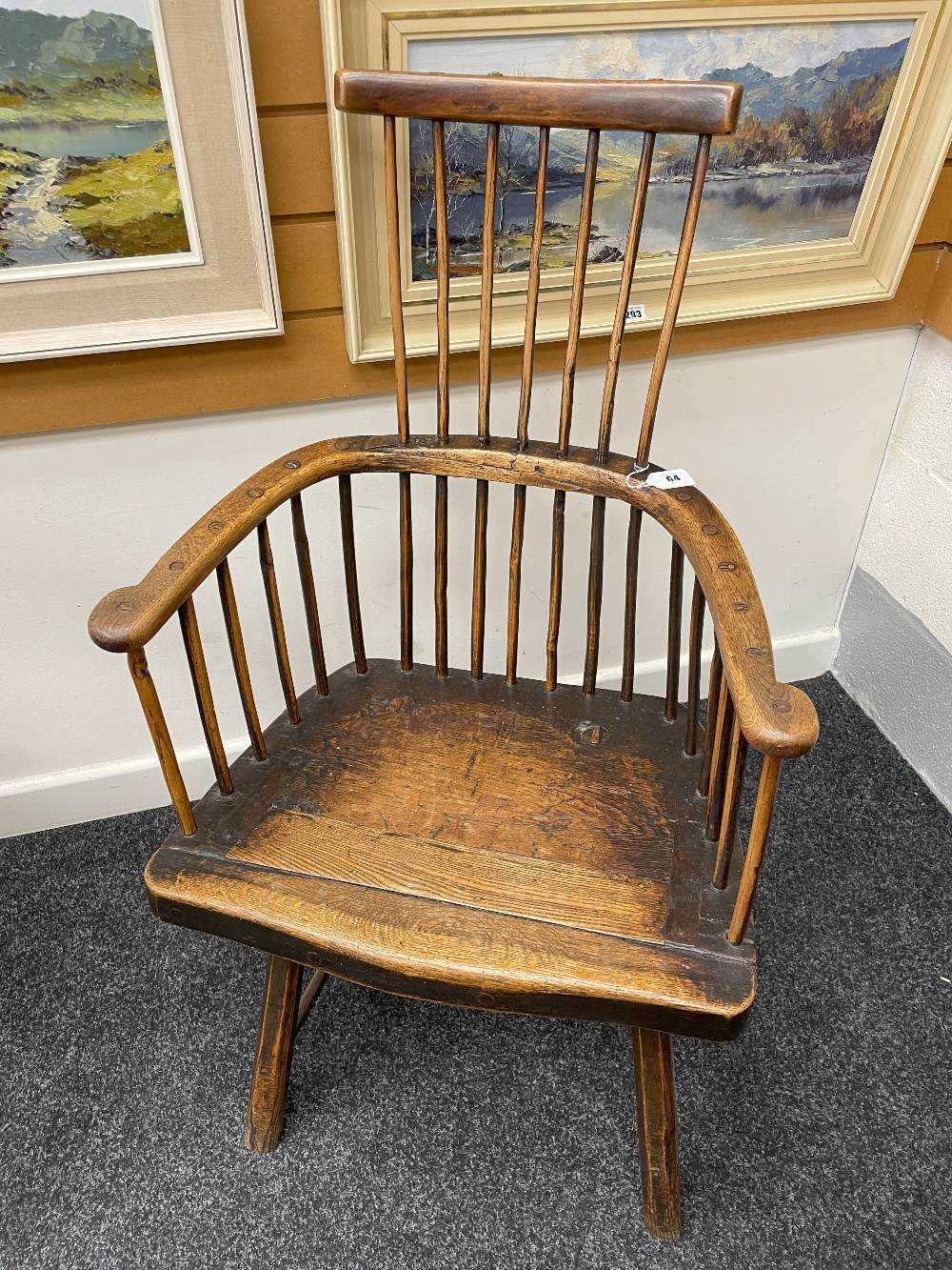 WELSH OAK & ASH COMB-BACK ARMCHAIR late 18th Century, Cardiganshire, the back of seven spindles - Image 3 of 50