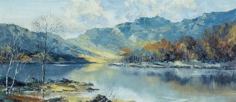 ‡ CHARLES WYATT WARREN (Welsh 1908-1993) oil on board - entitled verso, 'Llyn Crafnant', signed,