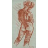 ‡ VALERIE GANZ (Welsh 1936-2015) red chalk on paper - entitled verso 'Standing Figure', signed, 48 x