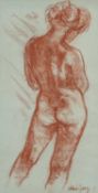 ‡ VALERIE GANZ (Welsh 1936-2015) red chalk on paper - entitled verso 'Standing Figure', signed, 48 x