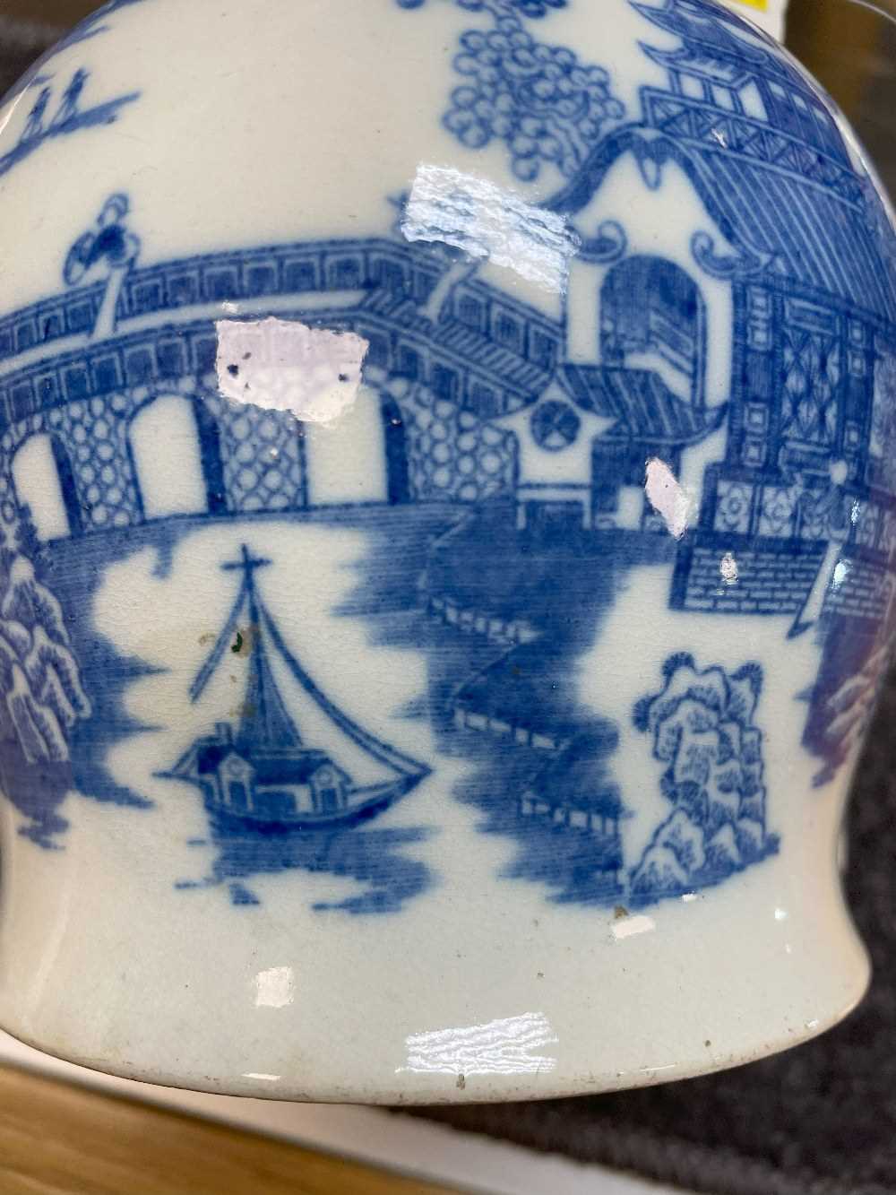SWANSEA CAMBRIAN PEARLWARE PUZZLE JUG circa 1810, printed in blue with the 'Longbridge' pattern, - Image 16 of 20