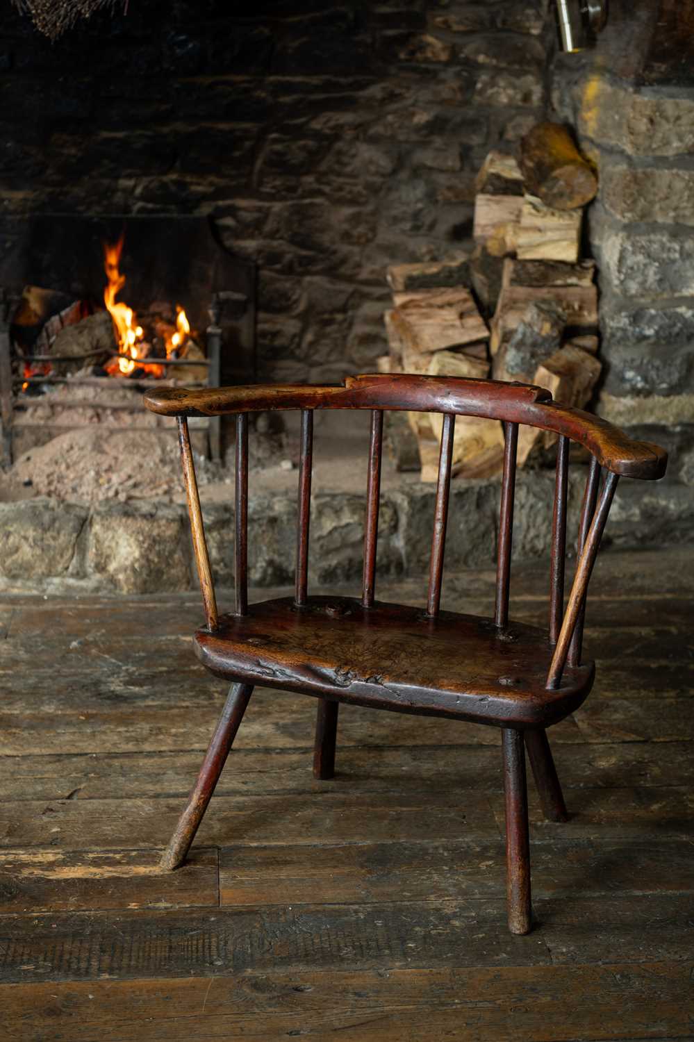 WELSH ELM & ASH YOKE BACK ARMCHAIR late 18th Century, Pembrokeshire or Cardiganshire, the bowed back