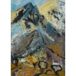 ‡ GWILYM PRICHARD (Welsh 1931-2015) mixed media - entitled verso 'Y Garn', signed, 53 x 36cms