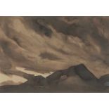 ‡ SIR KYFFIN WILLIAMS RA ink and wash sketch - Eryri with possibly Yr Wyddfa (Snowdon), signed