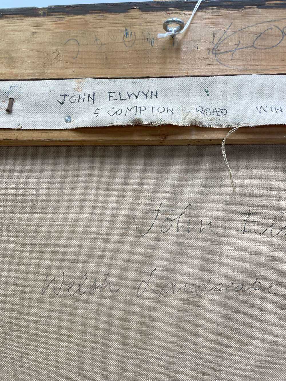 ‡ JOHN ELWYN (Welsh 1916-1997) oil on canvas - entitled verso, 'Welsh Landscape', signed, 50 x 50cms - Image 13 of 15