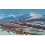 ‡ DAVID WOODFORD (b.1938) oil on card - entitled verso, 'Cwm Caseg in January' on Martin Tinney