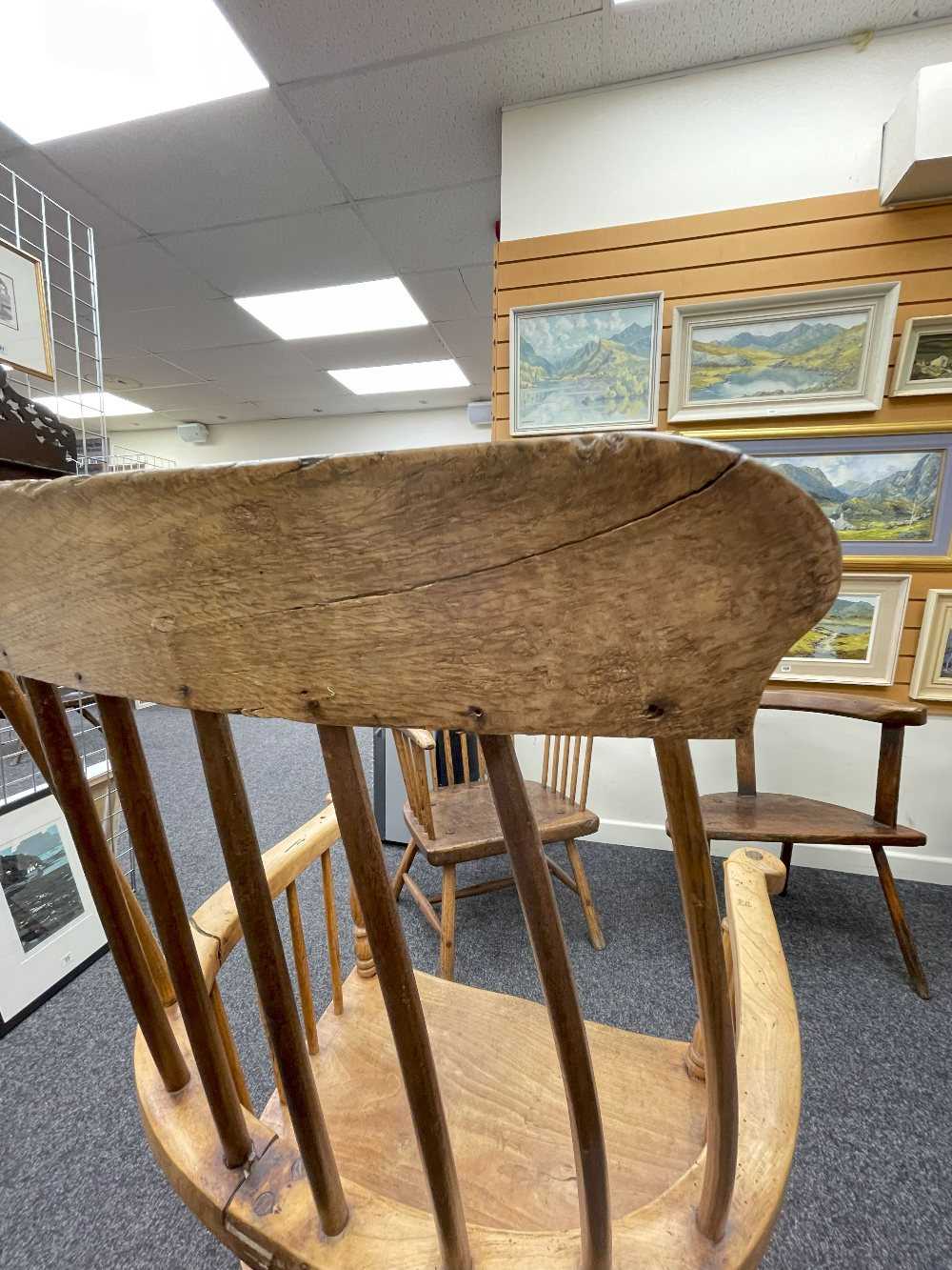 WELSH ELM AND ASH ARMCHAIR c. 1800, probably Swansea Valley, of 'lobster-pot' form, the back of - Image 36 of 46