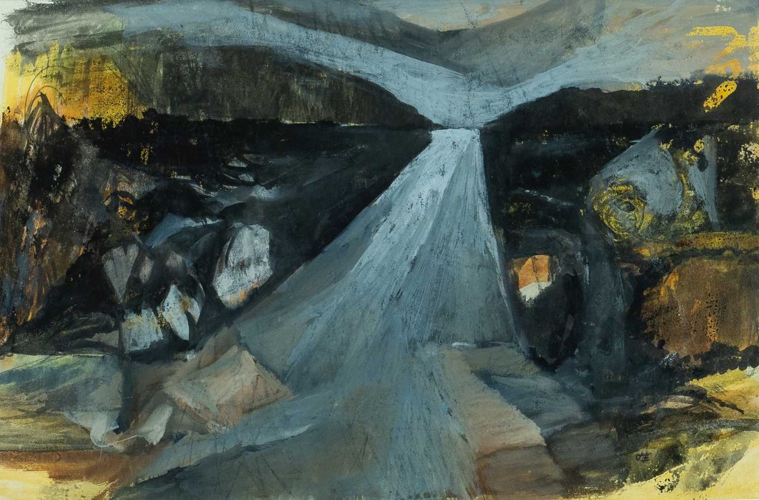 ‡ JOHN ELWYN (Welsh 1916-1997) watercolour - inscribed verso, 'Road to Swansea from Pontrhydyfen