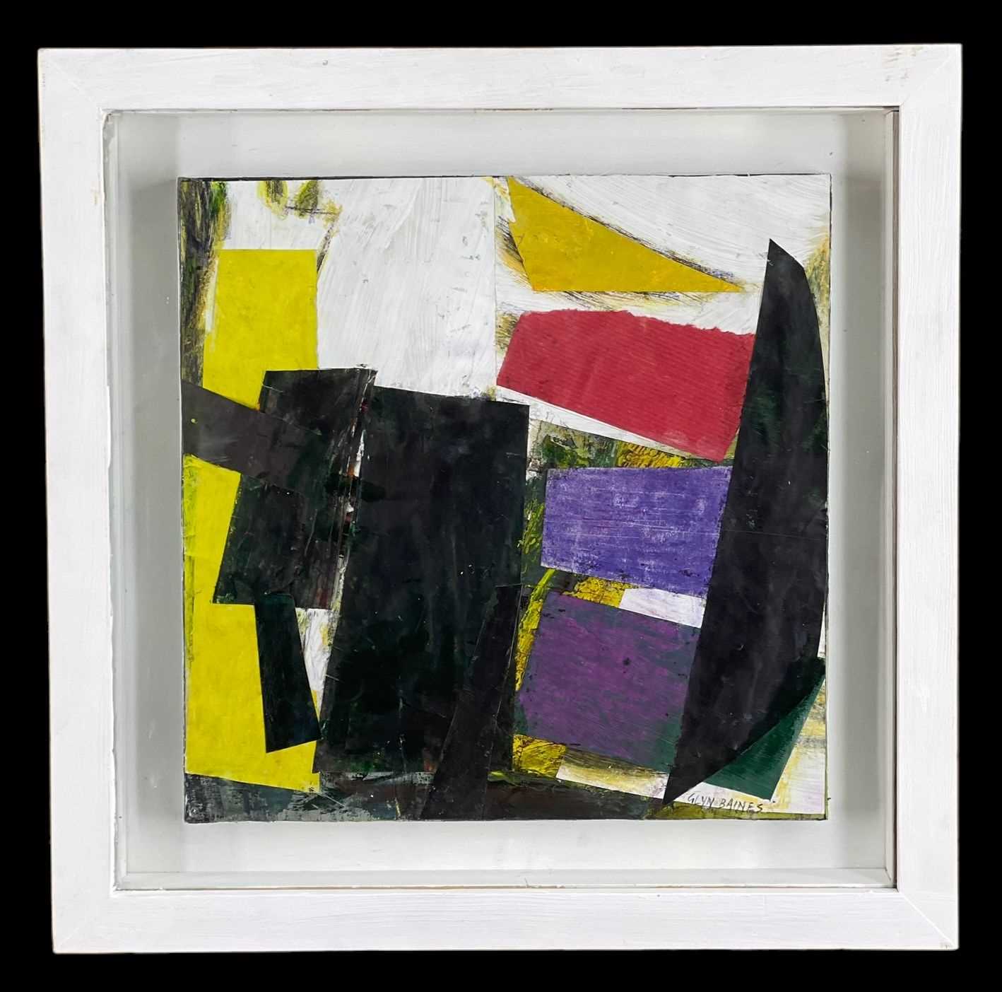 ‡ GLYN BAINES (1930-2023) mixed media - collage on board, untitled, Martin Tinney Gallery label, - Image 2 of 2
