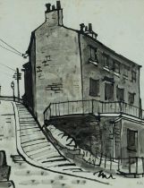 ‡ SIR KYFFIN WILLIAMS RA inkwash on paper - entitled verso, 'Houses Near Halifax', signed with