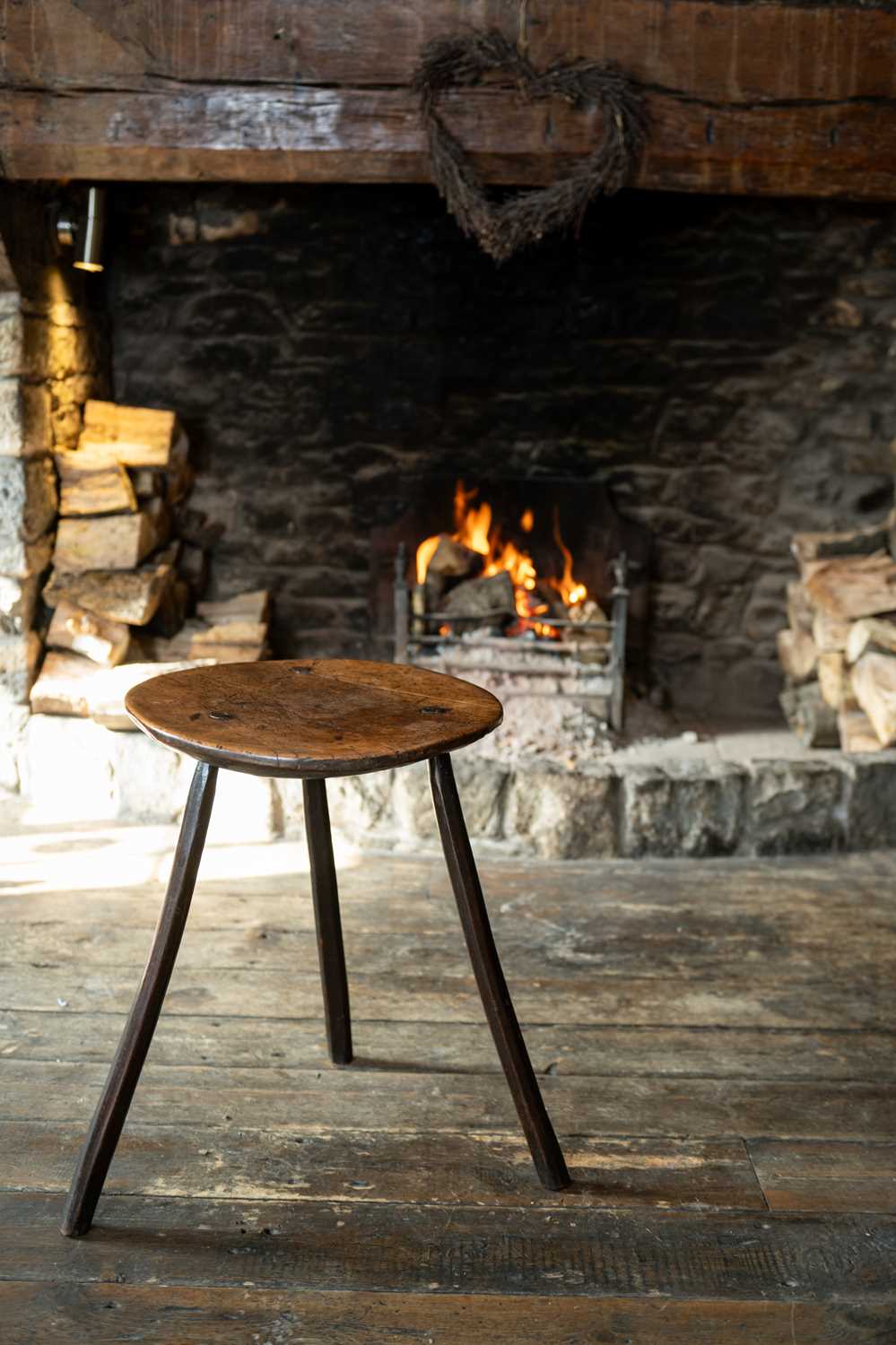 SYCAMORE & ASH 'CHEESE TOP' CRICKET TABLE, late 18th Century, believed Welsh, single-piece