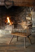 BELIEVED WELSH ELM & ASH ARMCHAIR late 18th Century, fourteen spindles below square shaped joined