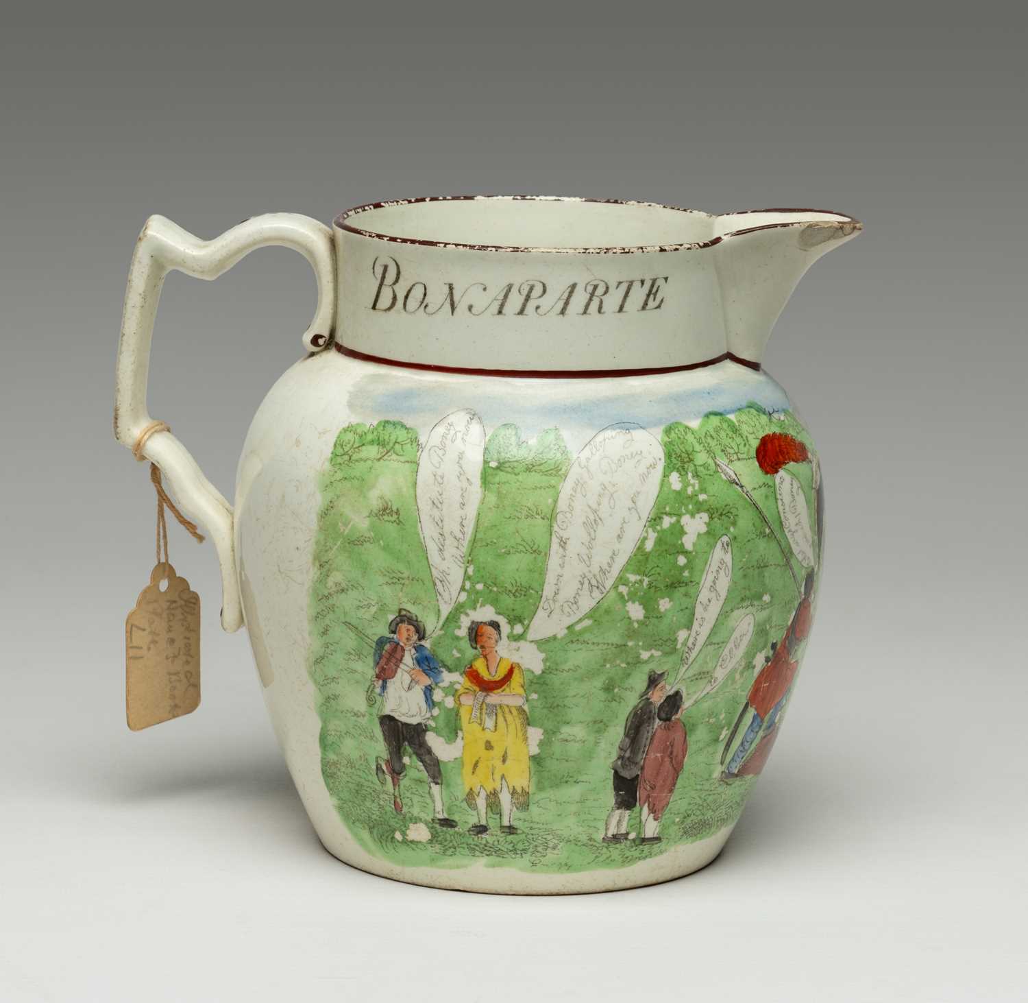 SWANSEA CAMBRIAN POTTERY NAPOLEON JUG circa 1815, printed and coloured with caricatures with - Image 2 of 8