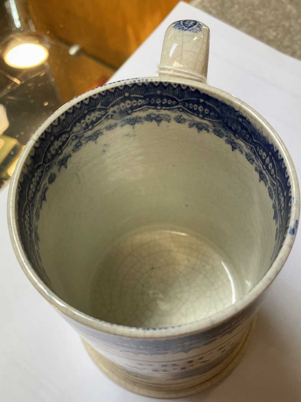 SWANSEA 'NAMED' BLUE & WHITE TANKARD printed in black with cartouche 'John Price Llanwrtyd' reserved - Image 12 of 14