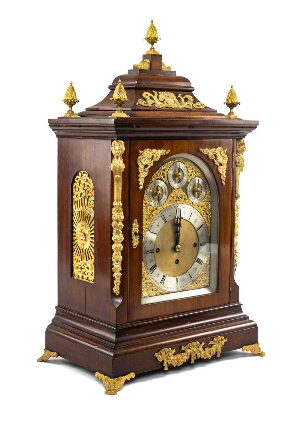 IMPRESSIVE MAHOGANY AND GILT BRONZE MOUNTED BRACKET CLOCK, 20th C., 7in. brass dial, silvered - Image 3 of 26