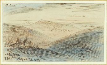 EDWARD LEAR (1812-1888) ink, pencil and watercolour - Passo di Abetone, Italy, annotated and