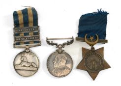 EGYPT MEDAL GROUP OF THREE to Trooper J. Almonds (Royal Horse Guards) 1152, Egypt Medal 1882-1889