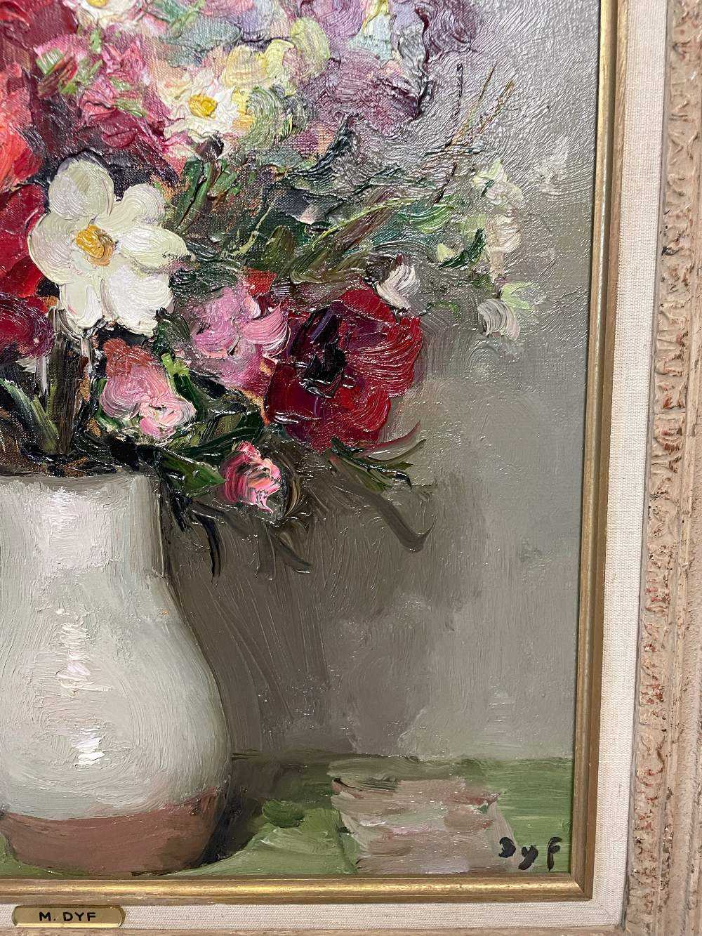 ‡ MARCEL DYF (French, 1899-1985) oil on canvas - 'Dahlias et Cosmos', signed, titled and dated verso - Image 12 of 13