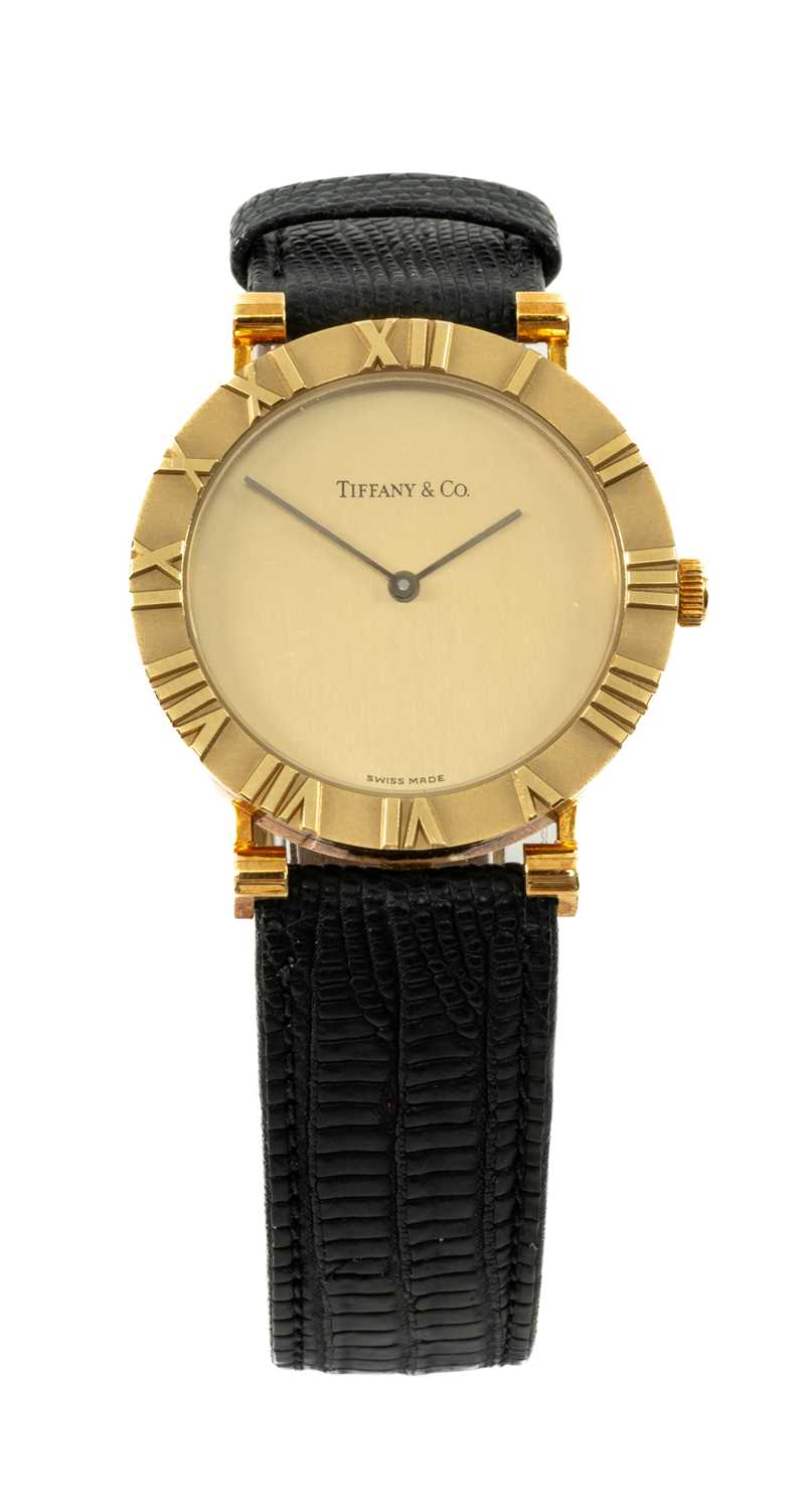 18K GOLD TIFFANY & CO. LADIES' 'ATLAS' WRISTWATCH, Roman numeral bezel, case back signed, US