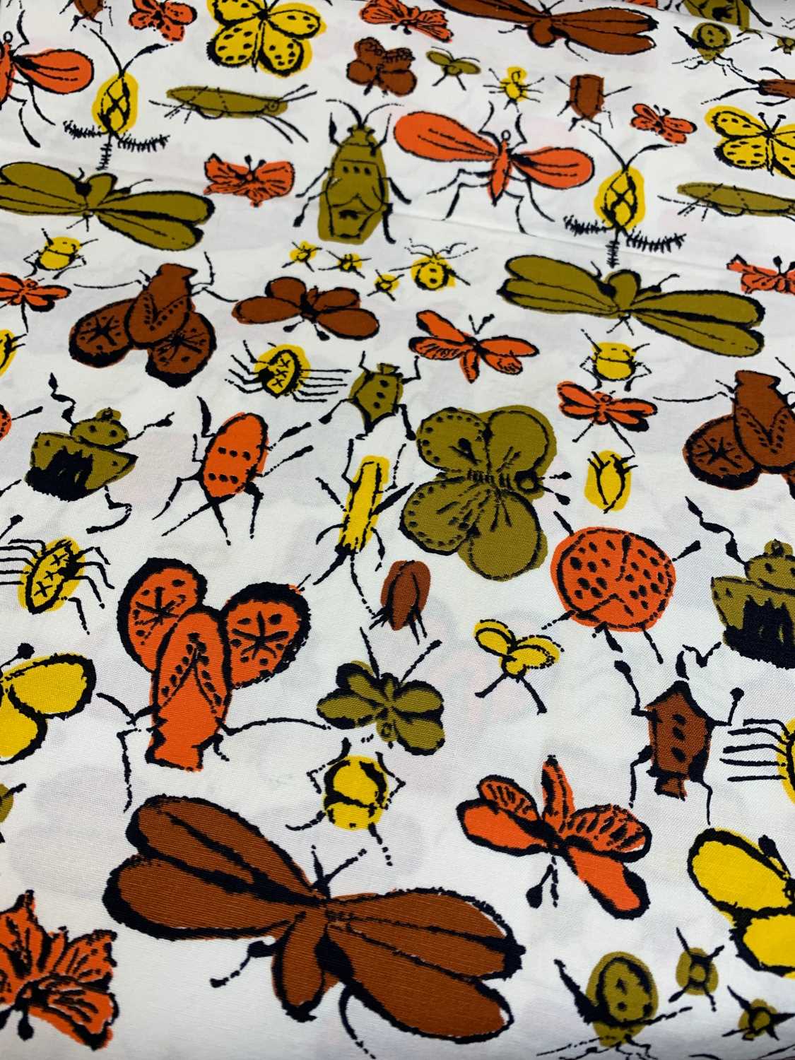 ANDY WARHOL (American 1928-1987) designed screen-print cotton textile, 'Happy Bug Day', orange - Image 5 of 6