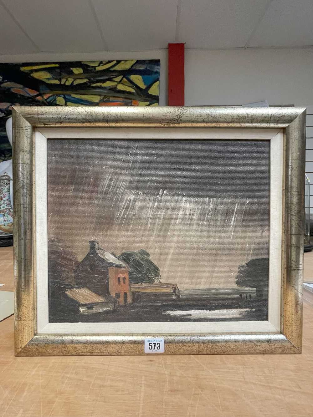 ‡ THEODORE MAJOR (1908-1999), oil on board - Storm at Farm, landscape with farm buildings and - Image 2 of 25