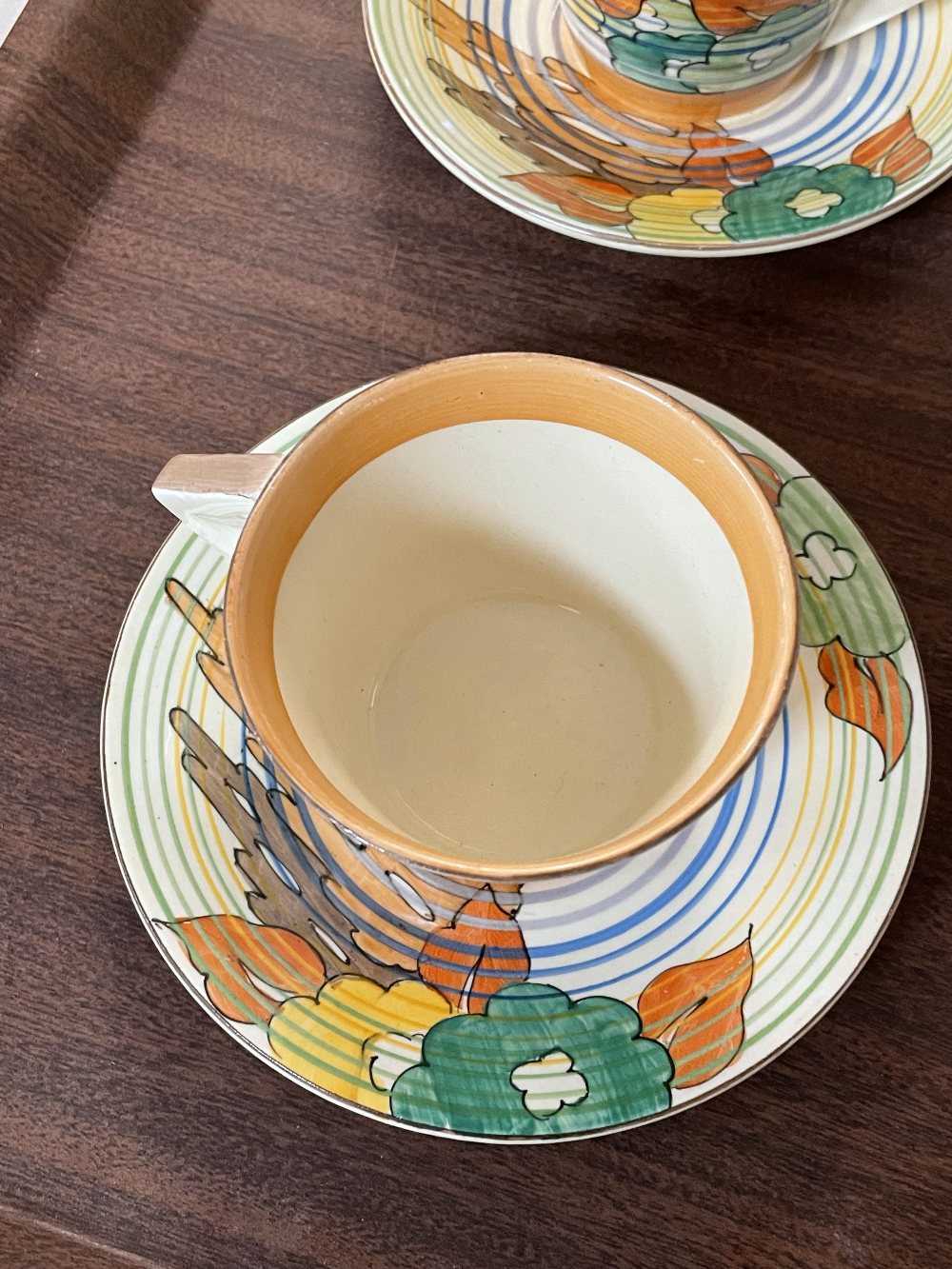 CLARICE CLIFF 'CAPRI' BON JOUR COFFEE SET, c.1935, comprising coffee pot and cover, jug, sugar bowl, - Image 4 of 24